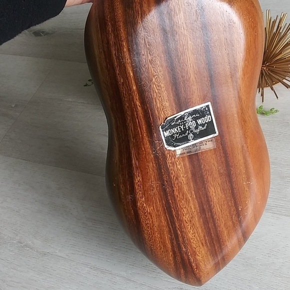 Vintage Leilani Monkey-Pod Wood Tray leaf divided - Picture 4 of 8